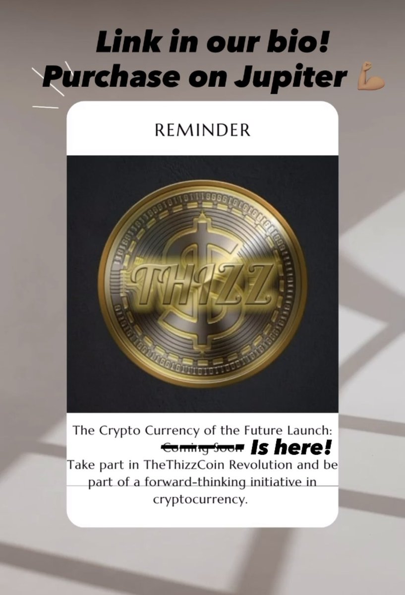The shutdown is over 🥳
Get ready for the biggest bull run 📈 in crypto history! Purchase $THIZZ on Jupiter 🙌🏽 Stand tall &amp; be well friends! #DeFi #Solana #Thizz #ThizzCoin #CryptoImvesting <a href="/ZemElmo/">Tyler</a> <a href="/daundadogg/">Da'unda'dogg Coolio</a> <a href="/cryptocom/">Crypto.com</a> <a href="/Solana/">Solana</a> <a href="/DiscoverCrypto_/">Discover Crypto</a> <a href="/TheThizzler/">Thizzler On The Roof</a> <a href="/thizztv/">THIZZTelevision</a>