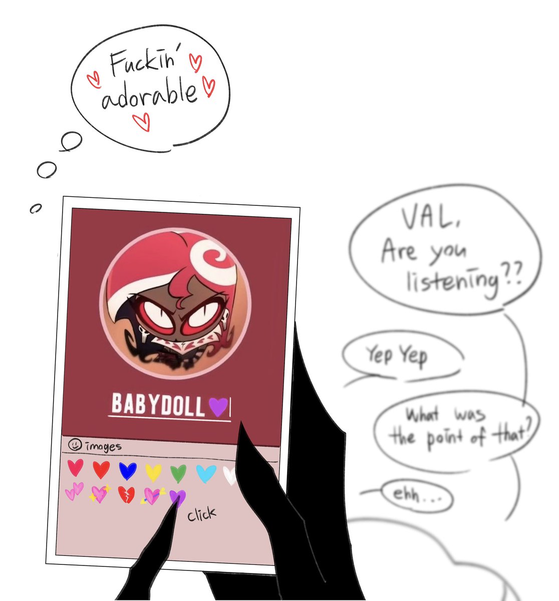 About her cutesy little pfp……💜

#HazbinHotelValentino #HazbinHotelVelvette #HazbinHotelVees