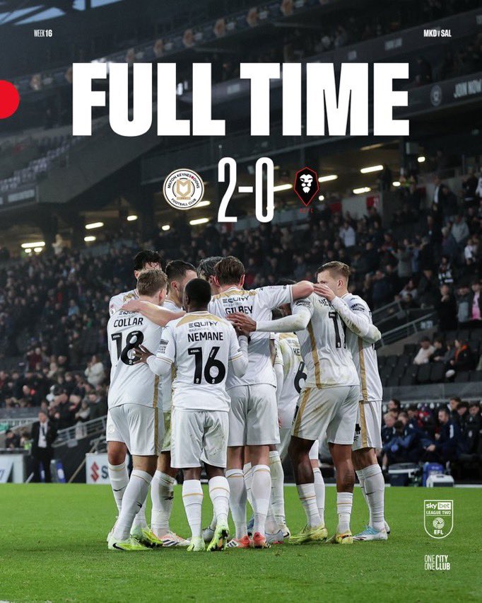 FULL TIME! Beautiful Win!

MK Dons 2-0 Salford

#MKDons