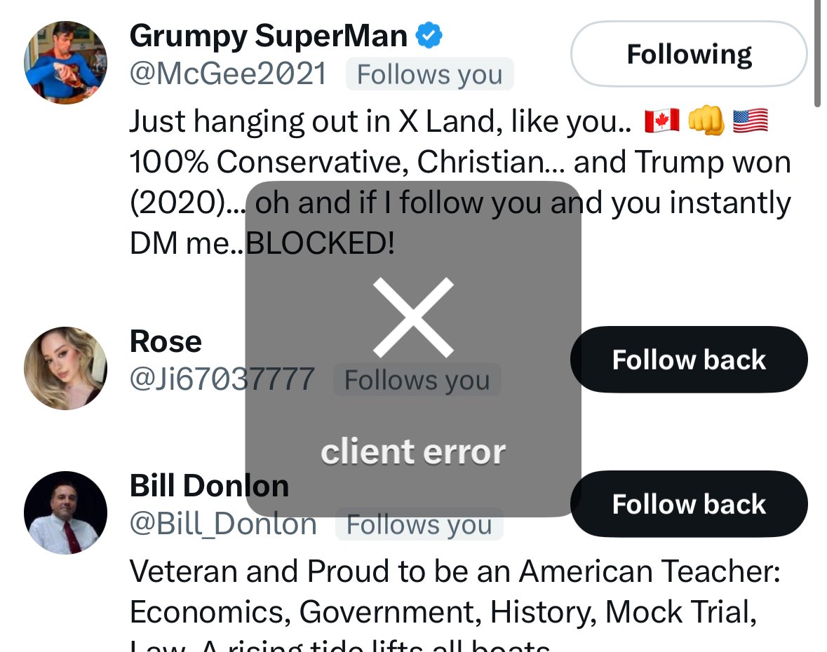 DeniseStaceyUSA's tweet image. I Only Followed Back 10 @X Accounts Then Client Error Came Up. This Is Ridiculous @elonmusk 

My Algorithm Isn’t Bad. 

Is Anyone Else Havening This Happen To Them!?

Is It Because I Don’t Have @premium !?

No One Sees My Post 🥴

#KeepHashtagging 

#Saturday

#SaturdayVibes