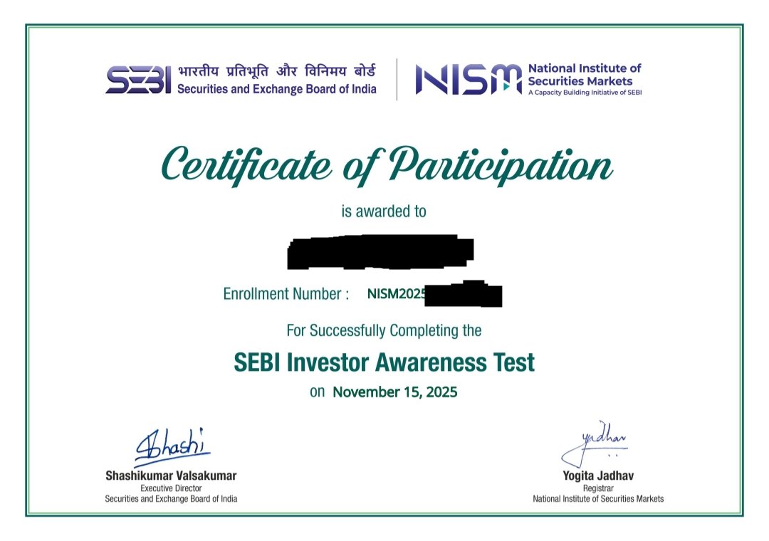Akanth29's tweet photo. Grateful for the opportunity to enhance my knowledge on investor education and financial literacy. Every step counts towards learning and growth! 💡📈

@SEBI_India #cdsl #nsdl #FinancialLiteracy #InvestorAwareness #LearningJourney #ProfessionalGrowth https://t.co/6Revu9lJF0