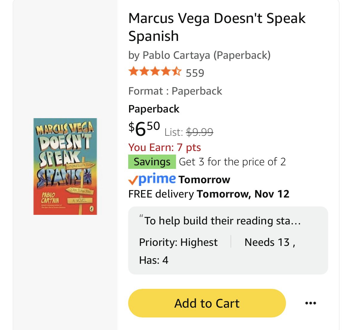 🚨 Buy 2 get 1 free!! 
This is the book I would like to provide my students with over winter break to help foster their love of reading while we are away from school.. only 9 more needed, ANY help is greatly appreciated!! 
Please share and repost!!
bit.ly/ClassHolidayWi…