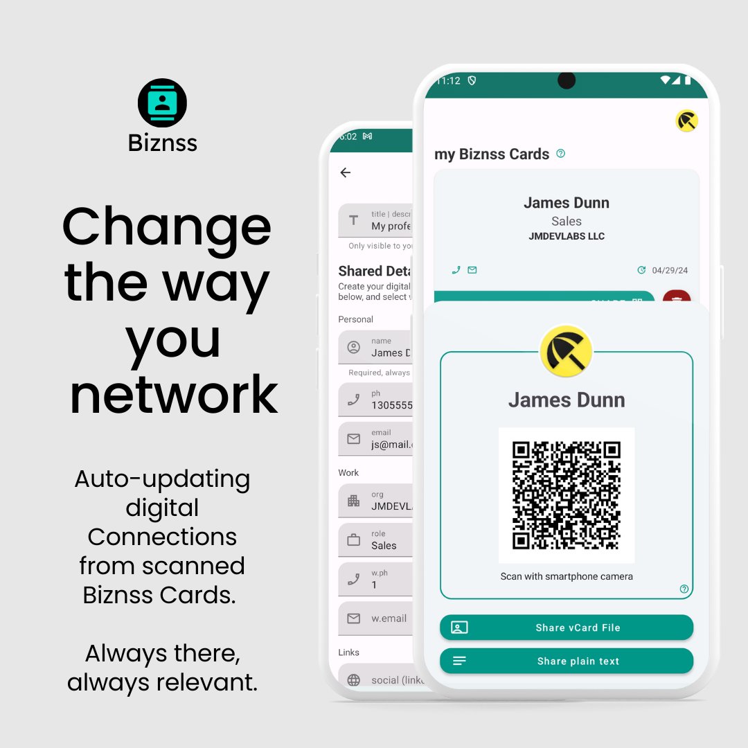 jmdevlabs's tweet image. Your network deserves more than a card. Biznss helps you connect smarter, faster, and cleaner. biznss.app #Business #Entrepreneur #Professional #Networking #Brand #Marketing #Technology #Contacts