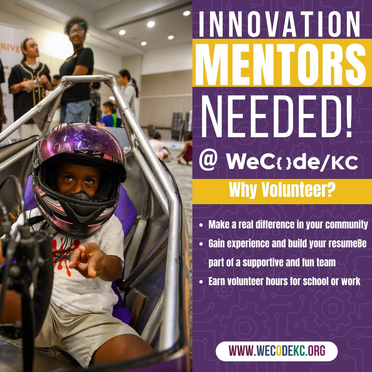We’re seeking Innovation Mentors! ✨
Help youth learn tech, build confidence, and explore STEM pathways.
Volunteer → wecodekc.org
#WeCodeKC #VolunteerKC