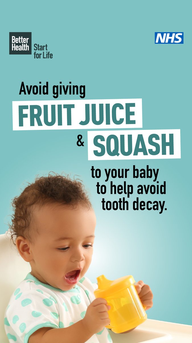 Did you know sugary drinks can cause tooth decay in babies?

Avoid sweet drinks like squash, fizzy pop, milkshakes and fruit juice during weaning, to prevent tooth decay. Even baby and toddler drinks can contain sugar.  👉 tinyurl.com/4p68keww 

#StartforLife #TopTipsforTeeth