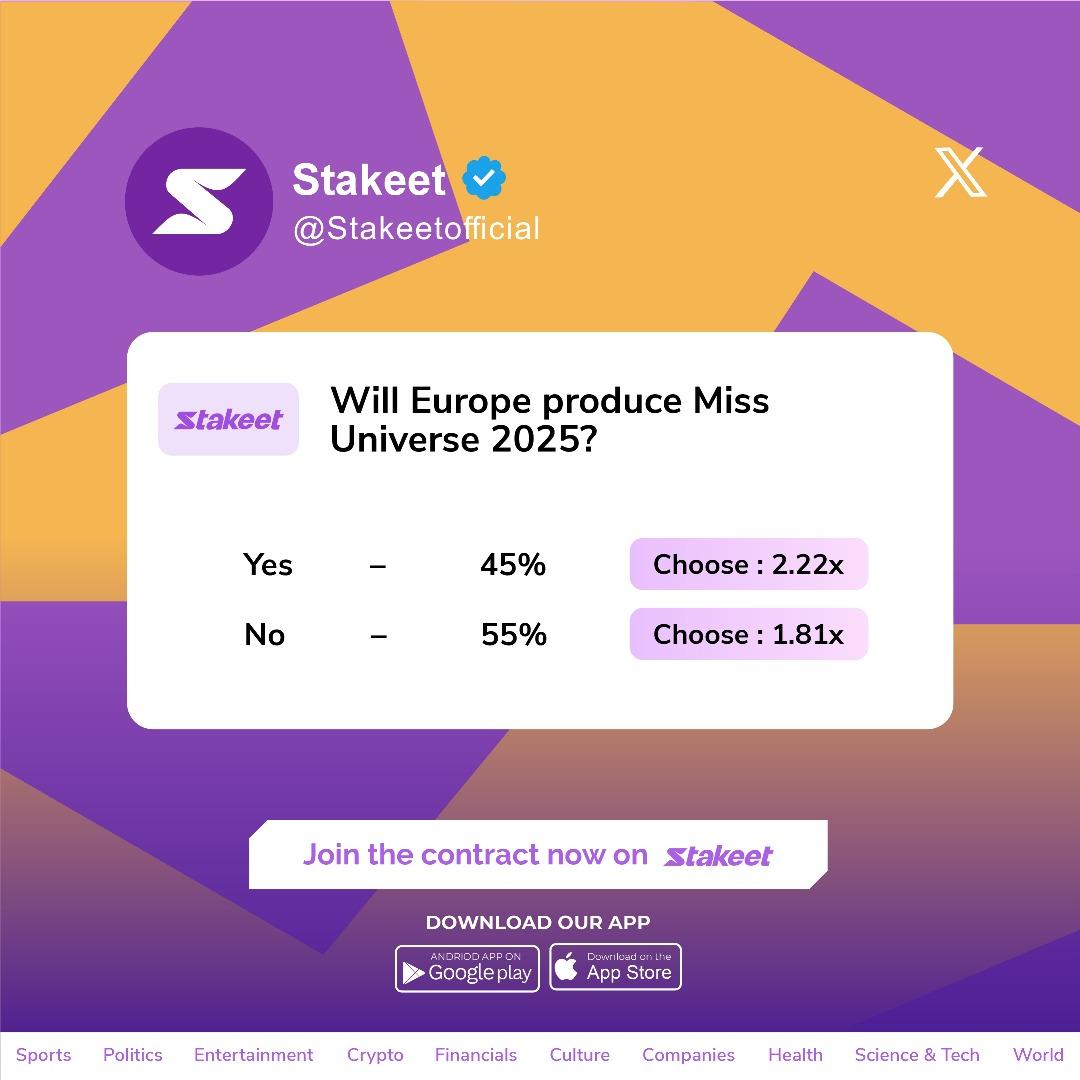 Miss Universe 2025 predictions are heating up—secure your stake now on  Stakeet. 📊🔥” 🔗 https://t.co/LV6ehiOO5Z 🔗https://t.co/iIFmOnyb8T  #stakeet #missuniverse #MissUniverse