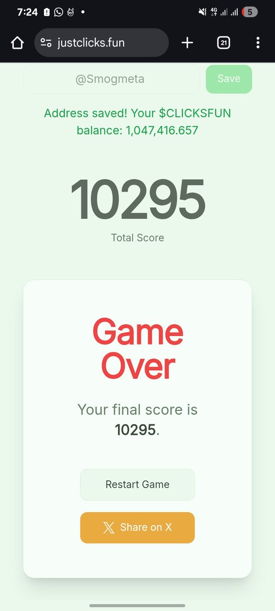 Smogmeta's tweet image. I scored 10295 points in justclicks.fun ! 🟢
Can you beat me? 😎

#JustProjectsFun #JustFun #JustClicksFun #ClicksFun #Memecoin #Crypto #PumpFun #Solana #REWARDS15112025 #HOLDERSCLICKSFUN justclicks.fun/api/og?score=1…