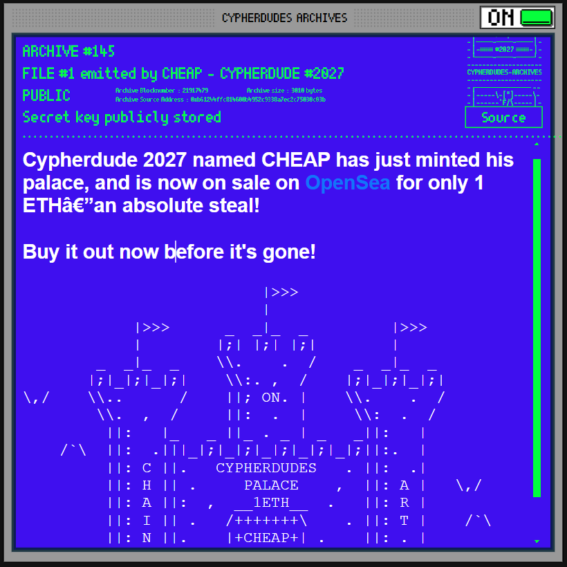 MoonCat7026's tweet image. and by owning a @CYPHERDUDES you can emit your own onchain nft.