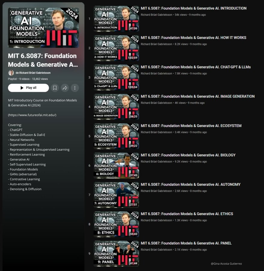 thetripathi58's tweet image. MIT released a 7-hour crash course with everything you need to know about Gen AI for free

Try Now: tinyurl.com/msvyt29x