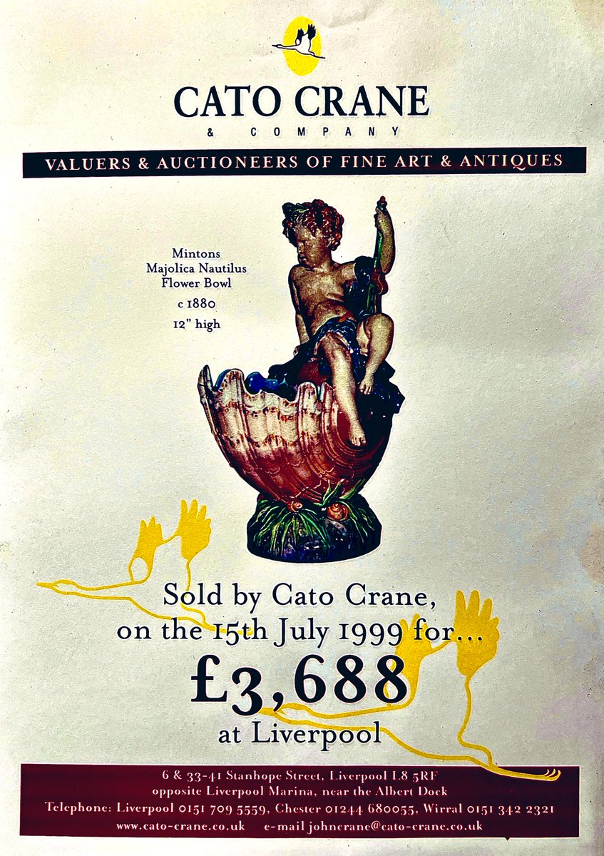 A Delve Into the #Archives at Cato Crane Auctioneers of #Liverpool &amp; #Heswall in #Wirral - #Minton Majolica in 1999 <a href="/heswallmagazine/">Heswall Magazine</a> <a href="/HeswallBusiness/">Heswall & District Business Association</a> <a href="/WirralCouncil/">Wirral Council</a> <a href="/chestertweetsuk/">#chestertweets</a> <a href="/MartinG8177/">#TheGlovemeister #ISupportSmallBusinessesEverydayX</a> <a href="/LivEchonews/">Liverpool Echo</a>  <a href="/thesaleroom/">the saleroom</a> <a href="/WestKirbyToday/">West Kirby Today</a> <a href="/HoylakeRNLI/">Hoylake RNLI Lifeboat Station</a> <a href="/VisitHeswall/">Heswall</a> <a href="/MikeRoyden/">Mike Royden</a>