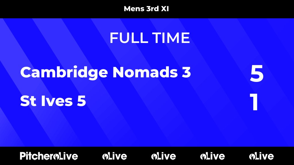 FULL TIME: Cambridge Nomads 3 5 - 1 St Ives 5
#CAMSTI #Pitchero
cambridgenomadshockeyclub.co.uk/teams/74105/ma…