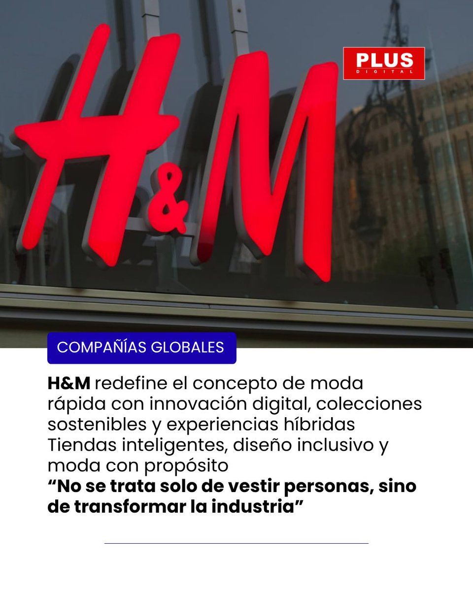 RevistaPLUSPY's tweet image. 👗 H&amp;amp;M combina diseño, accesibilidad y sostenibilidad para construir el futuro de la moda.

Desde Suecia al mundo, demuestra que el estilo también puede ser responsable.

💬 “La moda del mañana será circular, digital y consciente.” — H&amp;amp;M Group

#HM #ModaSostenible #Innovación