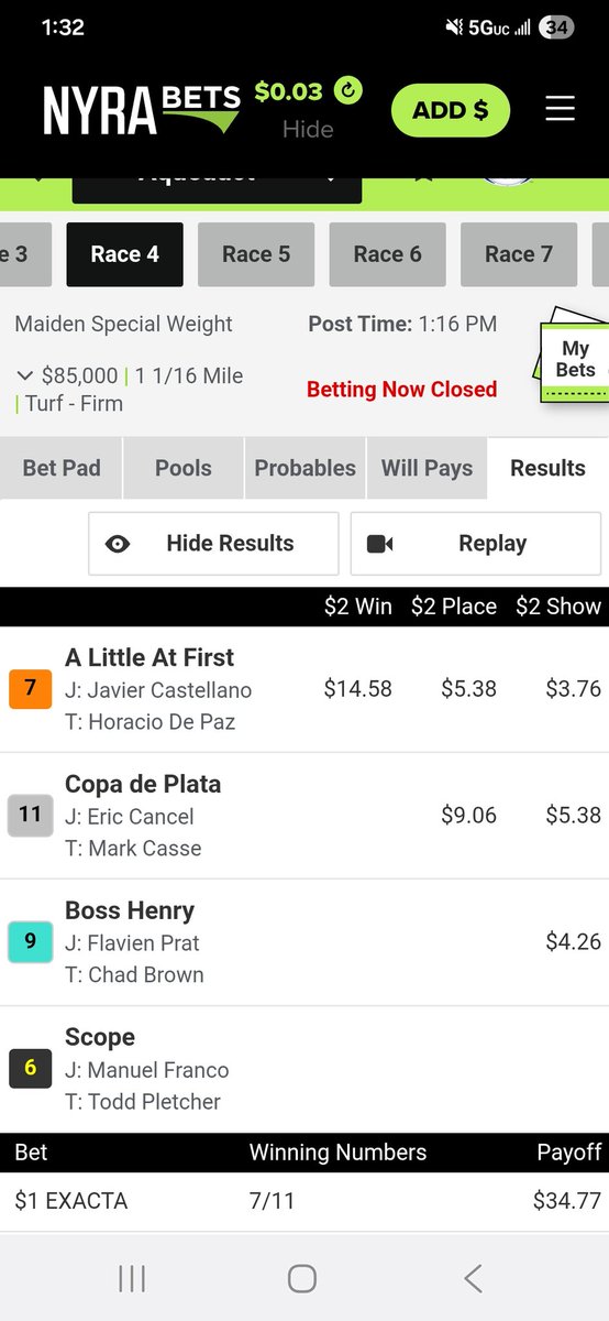 6-1 over 9-1,pays $68 for $2. This game sucks!