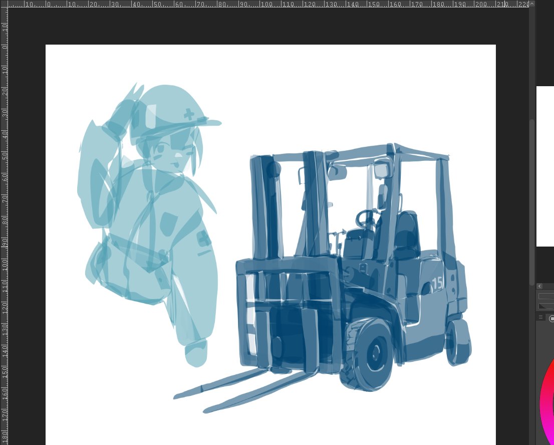 なんかフォークリフトは上手く描けた...