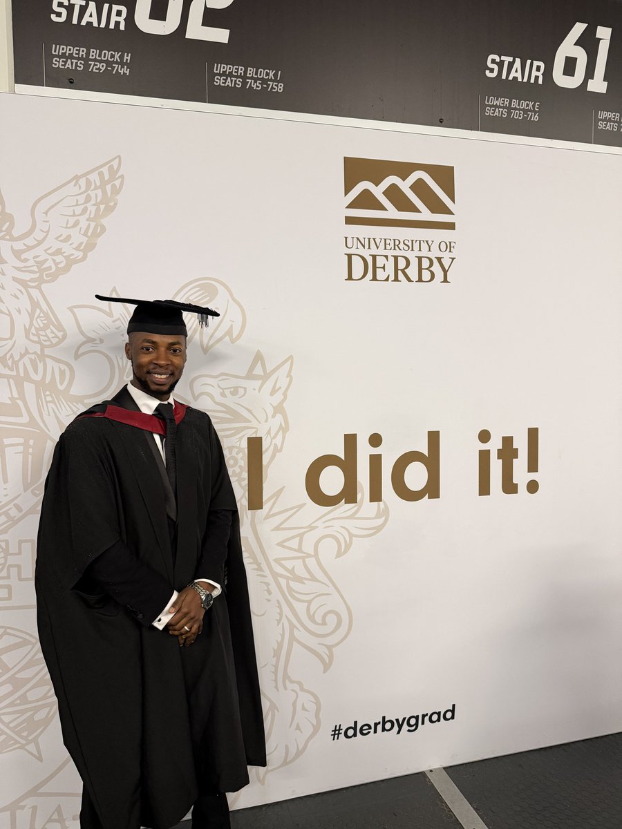 skid047's tweet photo. My second degree, my second Distinction.
Closing this chapter with a heart full of gratitude and a mind full of knowledge. It hasn't been easy, but every late night was worth it. So proud of this personal achievement!

#mastersdegree #graduation #derbygrad #hardworkpaysoff https://t.co/vPRKGgBrh7