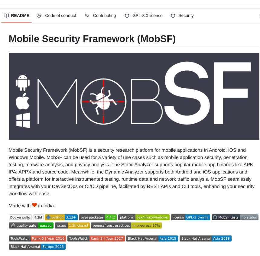 Security research platform for mobile applications