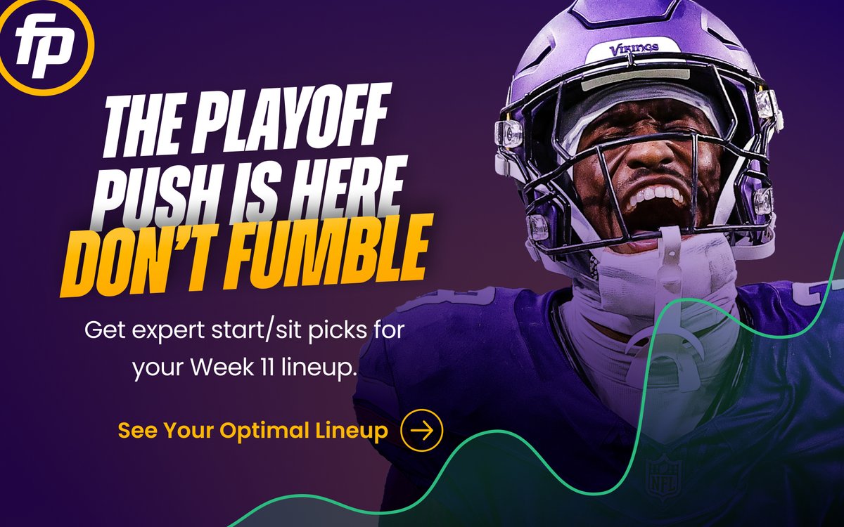 FantasyPros's tweet image. Don’t fumble your playoff push 🏆

✅ Personalized start/sit advice for your roster
✅ One click = your optimal Week 11 lineup
✅ See where 100+ experts agree (or don’t)

📲 Set your best lineup with Start/Sit Assistant: fntsy.pro/start-sit/x