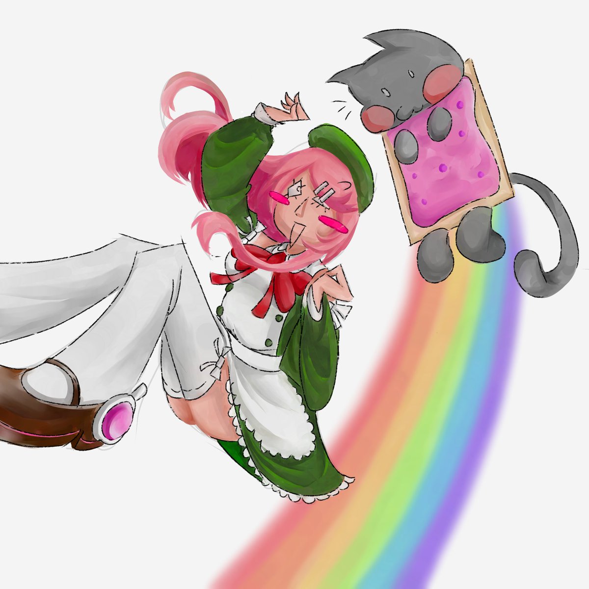 UhhhhhUuhhhh's tweet image. NYAN cat and Momo :3 #nyancat #MomoneMomo #Fanarts