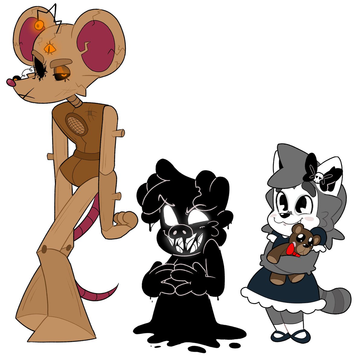 XDoggololgo's tweet image. Mari, crawl trap dude, and Laura! 
#piggyroblox #fanart #art