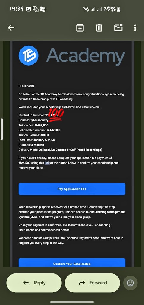 jextoracle's tweet image. I just got my scholarship admission,massive congrats to me and good luck to me on my journey...@TSAcademyOnline 
@Wizarab10