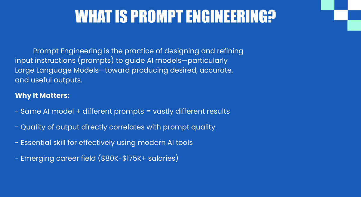 Gods_Ownpraise's tweet image. TS Academy – Day 2 🔥
We covered what AI really means, LLMs, AI types, AI models, and started Prompt Engineering.
Tech is evolving fast — and I’m excited to grow with it. 🚀

#AI #tsacademy #PromptEngineering #LearningInPublic