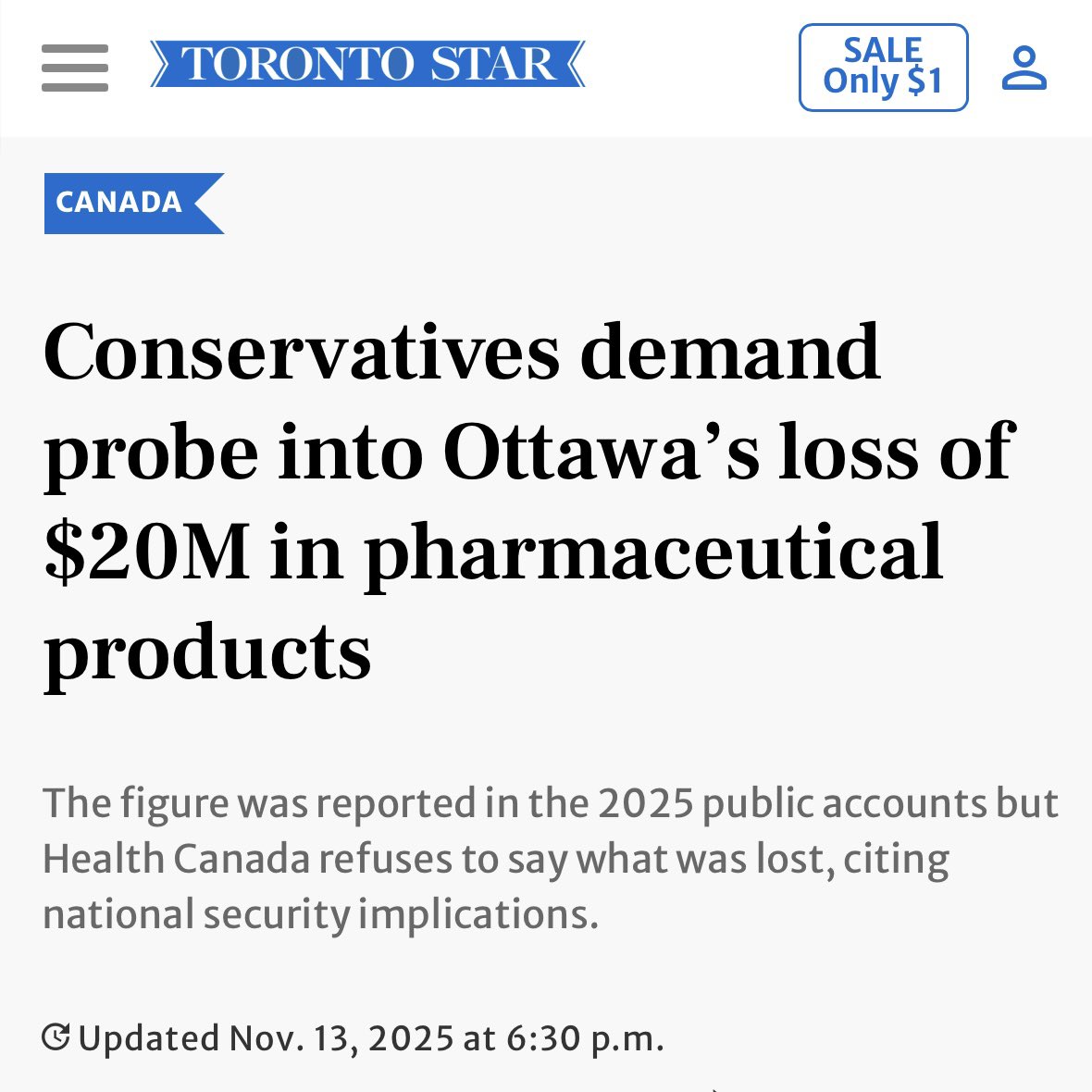 DanMazierMP's tweet image. BREAKING

Mark Carney’s Health Minister quietly lost $20 MILLION worth of medical supplies from our national emergency stockpile.

She hoped Canadians wouldn’t notice.

Now the Minister refuses to say what vanished and why.

Canadians deserve answers.