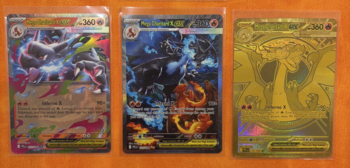 Started collecting Pokemon cards again recently and the new set dropped yesterday. I was lucky enough to pull the SIR Charizard and Gold Charizard from the same half booster box! 
For context, they are both valued between £600-£1000. Insane! 🔥
