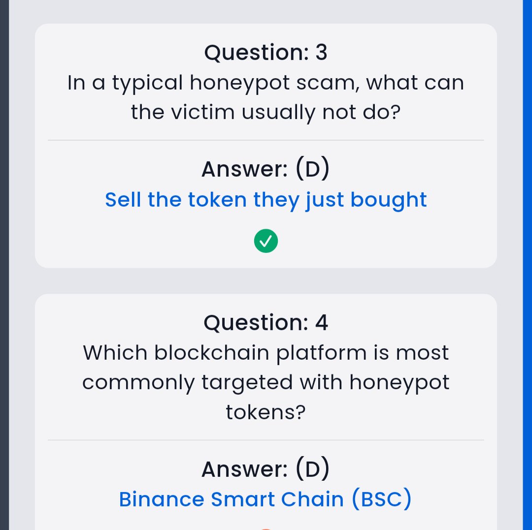 GO1PAWSED's tweet image. 🔥 SYNTAX VERSE Daily General quiz answer !
🗓️ 16.11.2025

❓ Title : Honeypots in Crypto
🎁 Reward : 26.12 $SYNTAX

✅ Answers : A, B, D, D

✅ Syntax Verse : syntaxverse.com/rf/03S8JTIFDDN

☑️ TG : t.me/syntaxversequi…

#syntax #syntaxverse #syntaxvault #syntaxquiz #syntaxversequiz