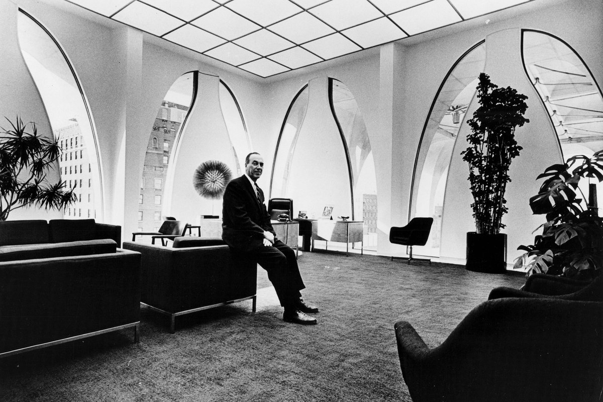 vincempls's tweet image. John S Pillsbury Jr, Chairman of Northwestern National Life, pictured in his new office 1964. Larry Millet calls the building &quot;a temple to the gods of underwriting, built by an insurance company mixing luxury and high camp in way that, say, Liberace would have appreciated.&quot;