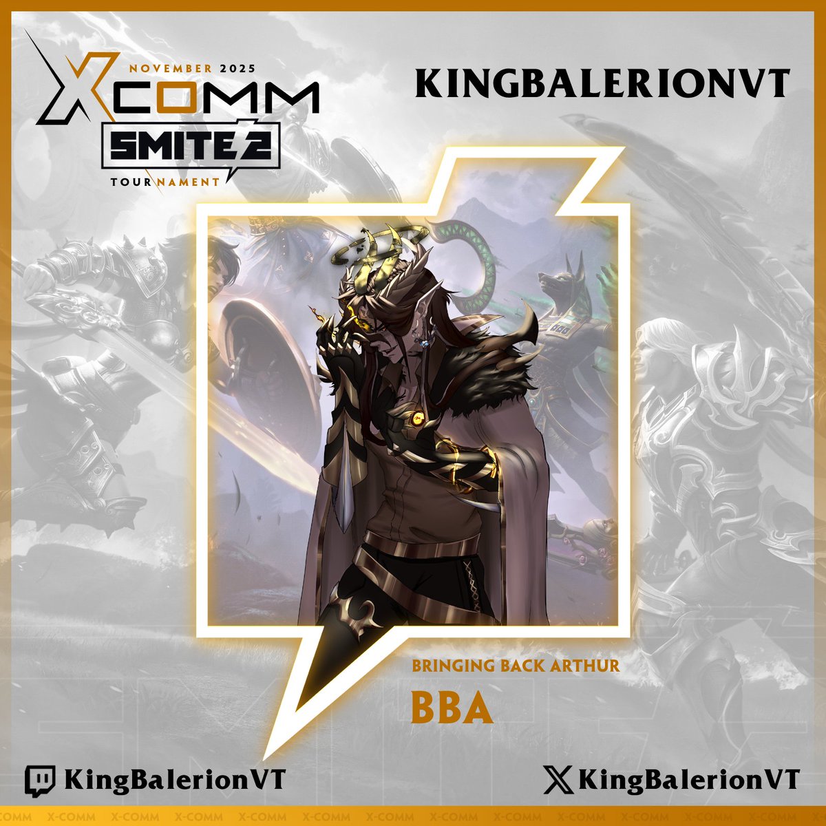 ⚡️ VTUBER SHOUTOUT ⚡️

📢 Big shoutout to <a href="/KingBalerionVT/">KingBalerionVT</a> of team Bringing Back Arthur (BBA)!! 🙏 Thank you for joining the tournament!

🖥️ Please check out their streams at twitch.tv/kingbalerionvt!

👇 Other team members below 👇