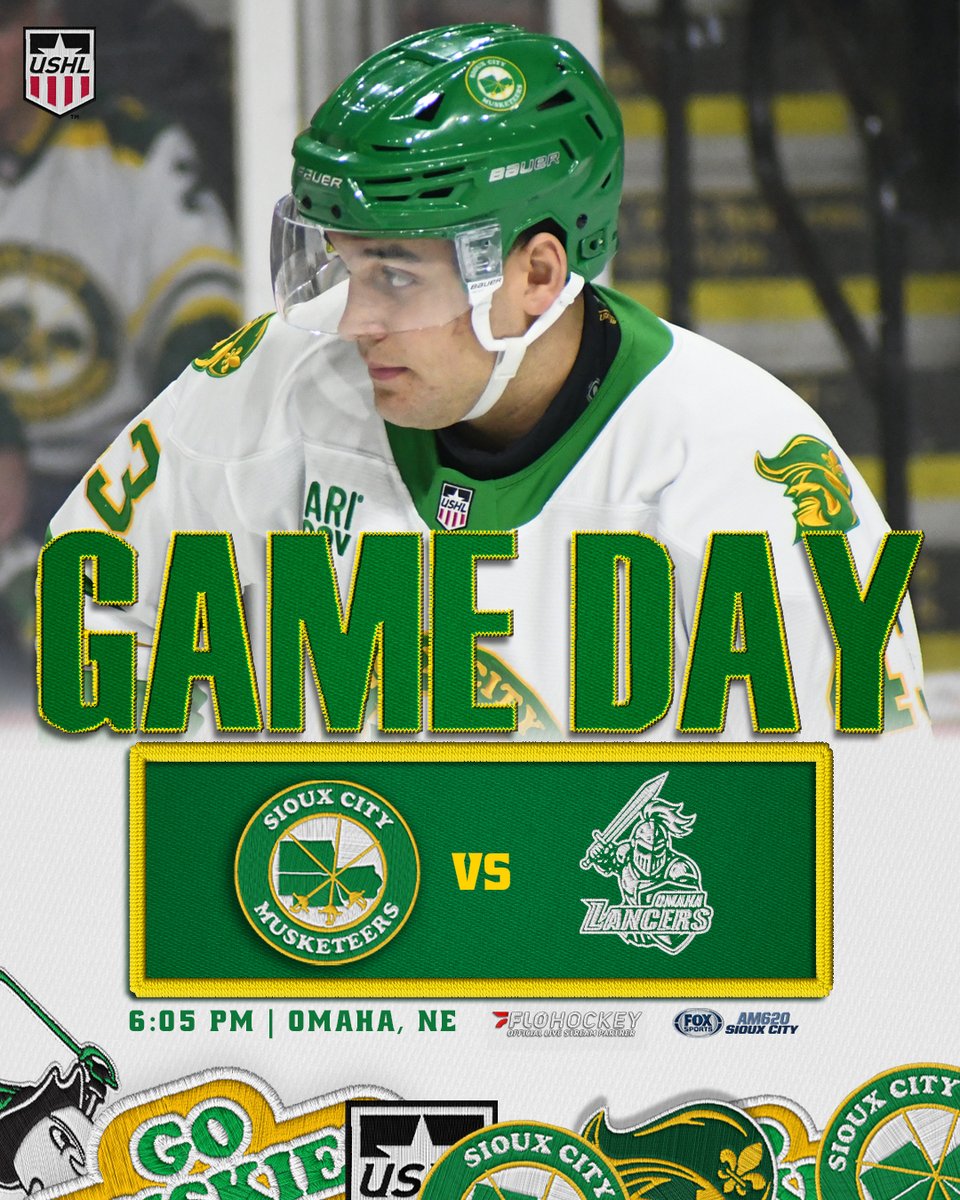 Musketeerhockey's tweet image. Omaha bound➡️ 

🆚 Omaha Lancers
📍 Omaha, NE
🕕 6:05 pm
📺 @FloHockey 
📻 620 KMNS

#SCMusketeers | #USHL | #SiouxCity