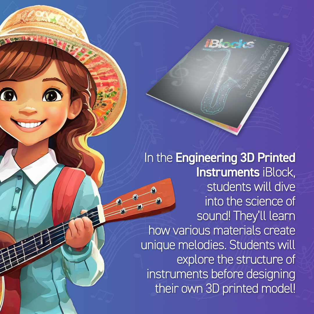 iBlocksPBL's tweet image. Find your rhythm! In the Engineering 3D Printed Instruments iBlock, students will study the science of sound! They’ll explore the foundations of music before designing their own 3D printed instrument. Learn more: hubs.ly/Q03SNfZP0 #projectbasedlearning #music #stem #iBlocks