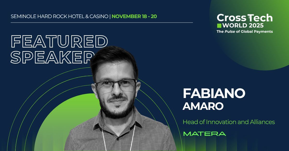 🎤 Speaker Spotlight: Fabiano Amaro, Head of innovation and alliances at Matera

We’re thrilled to have him joining us as a speaker in the panel "API-Driven Finance &amp; the Rise of Invisible Payments"

📅 Nov 18–20 | Miami
🎟️ Don’t miss it → crosstechpayments.com/crosstech-worl…
