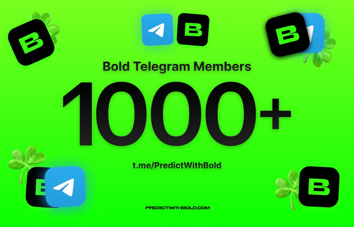 PredictWithBold's tweet image. #BOLDAchievement 🏆🍀

Celebrating 1000 Members elapsed in our Telegram community !

Cheers to 1000 people who chose to be BOLD. 📈
