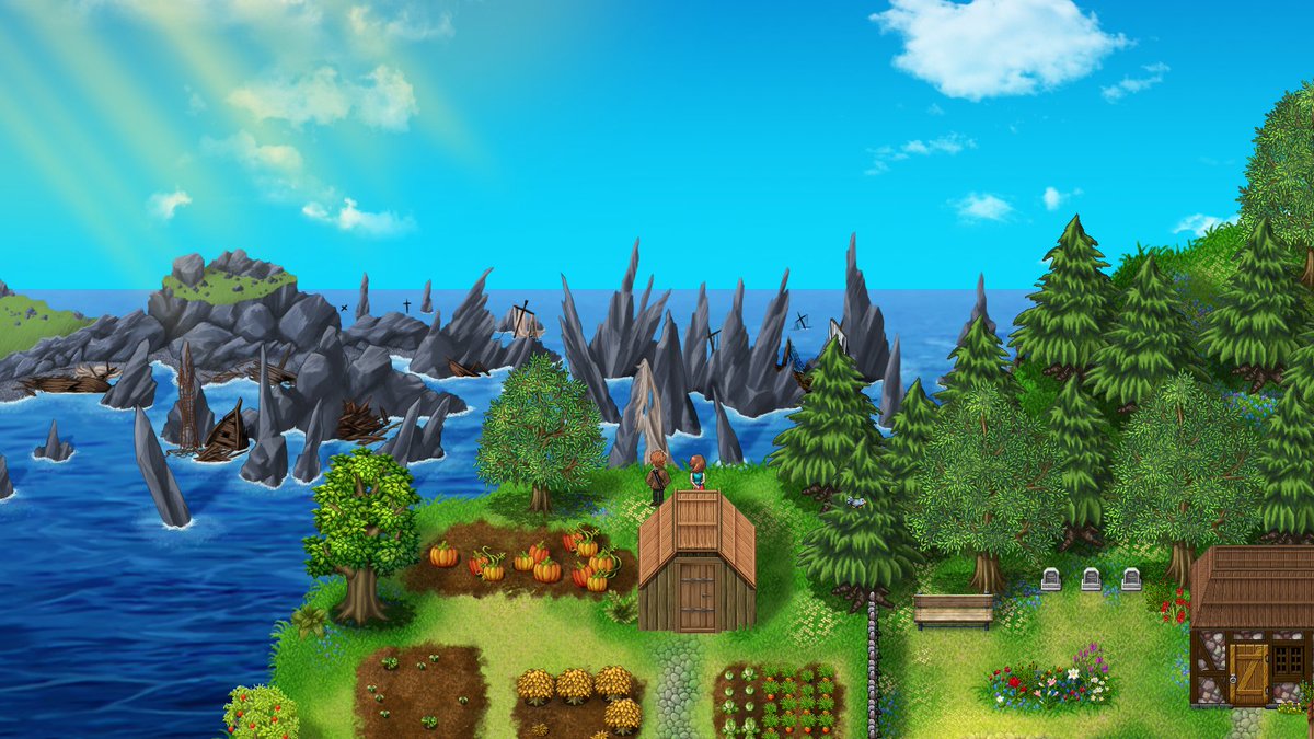 The Sea of Nails is an impenetrable belt of rocky spires in the Branmer Sea that divides the Jophinian Isles, making sea travel virtually impossible. #rpg #rpgmaker #rpgmakermv #indiegame #gamedev #screenshotsaturday