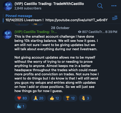 CastilloTrading's tweet image. Probably one of my worst trading stents in awhile, not afraid to admit it. A few things saved me along the way:

1) Going flat before the mass 10/10 liquidation occurred. I simply didn&apos;t trust Trump. Was it lucky? Yes, but I will take luck any day and trusting my gut when the…
