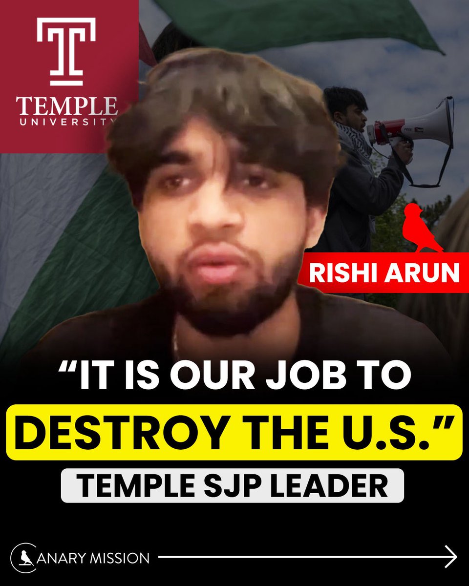 SJP President <a href="/TempleUniv/">Temple University</a> Rishi Arun is the perfect example of Philly’s campus “pro-Palestine” movement — extremist, hostile, and dripping with hatred for Israel and, even more alarmingly, the United States.