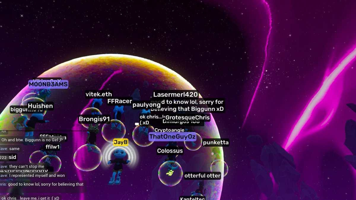 Lasermerl's tweet image. It&apos;s the @MarsCatsVoyage #CommunityChat being hosted in the @OthersideMeta #Nexus  

If you haven&apos;t been in here yet, come join our bubble, we&apos;re going on a glide tour, a great way to get to see the place

@ClassicsCrypto @OsPhotoClub