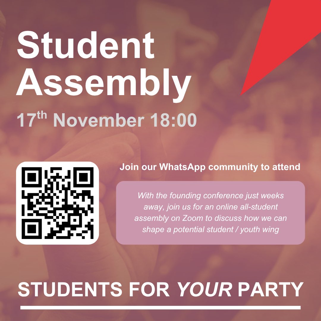 mancstudentleft's tweet image. Join us at the Students for Your Party assembly on the 17th November at 6pm!

forms.gle/M1cm3Fr6ReeuxG…