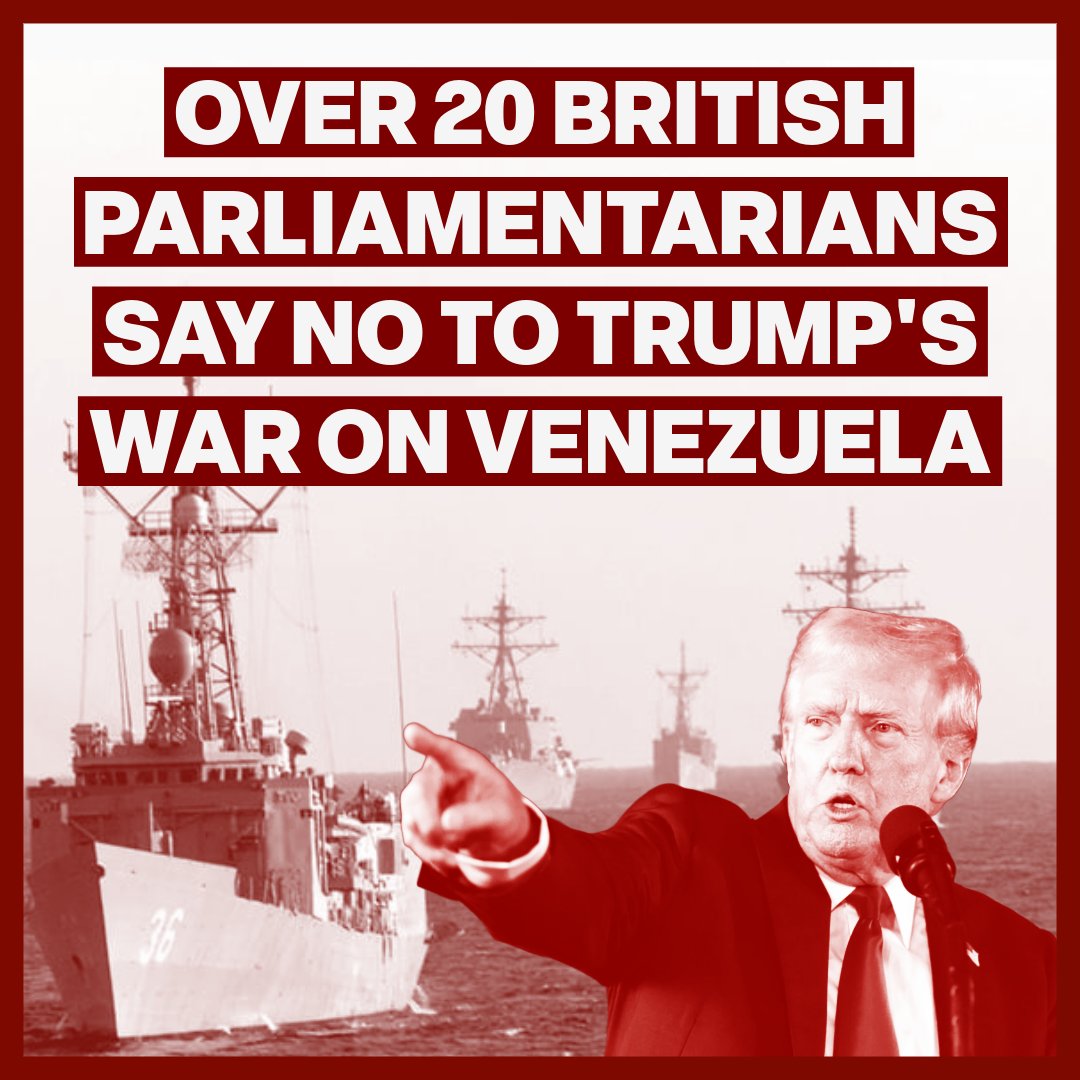 🚨Breaking🚨 

Over 20 Parliamentarians including MPs <a href="/jeremycorbyn/">Jeremy Corbyn</a> <a href="/RichardBurgon/">Richard Burgon MP</a>, <a href="/HackneyAbbott/">Diane Abbott</a>, <a href="/zarahsultana/">Zarah Sultana MP</a>, <a href="/johnmcdonnellMP/">John McDonnell</a>, <a href="/BellRibeiroAddy/">Bell Ribeiro-Addy MP</a>, <a href="/ApsanaBegumMP/">Apsana Begum MP</a> and <a href="/AndyMcDonaldMP/">Andy McDonald MP for Middlesbrough & Thornaby East</a> have signed a statement condemning Donald Trump's apparent plans for war on Venezuela.
