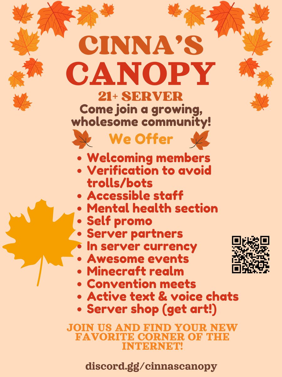 Reminder I have a discord! Come join in the fun! 

discord.gg/cinnascanopy