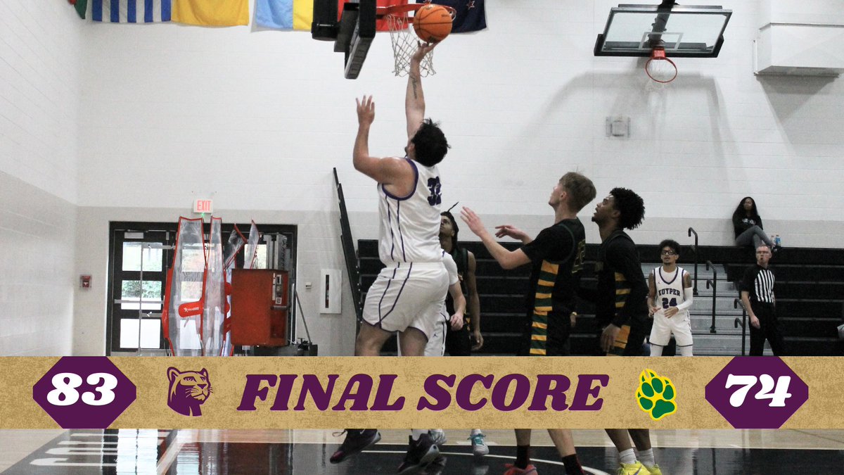 JV - Purple with the HOME WIN! 

Kuyper JV - Purple: 83
Washtenaw County CC: 74

T. Murphy: 18pts, 8rebs, 7stls
G. Brown: 15pts, 4-4 3PT
D. Jackson: 13pts

#GoCougars
