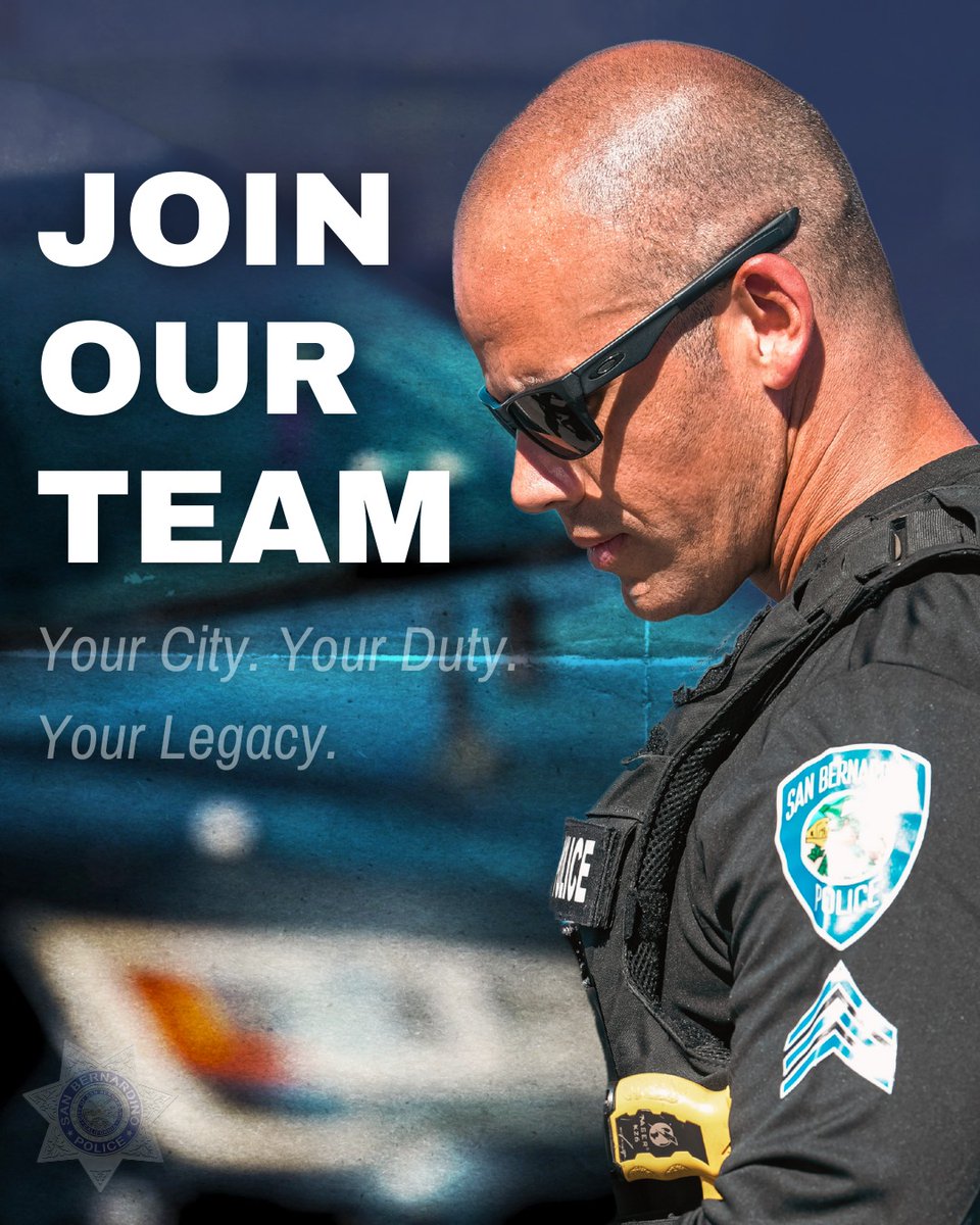 SanBernardinoPD's tweet photo. JOIN A WINNING TEAM

@SBPD_CHIEF 

#SBPD #JoinOurTeam #LawEnforcement #SanBernardino #NowHiring #Career #JoinSBPD #Lateral #PoliceOfficer #Cops https://t.co/Jwk7M8Sox7