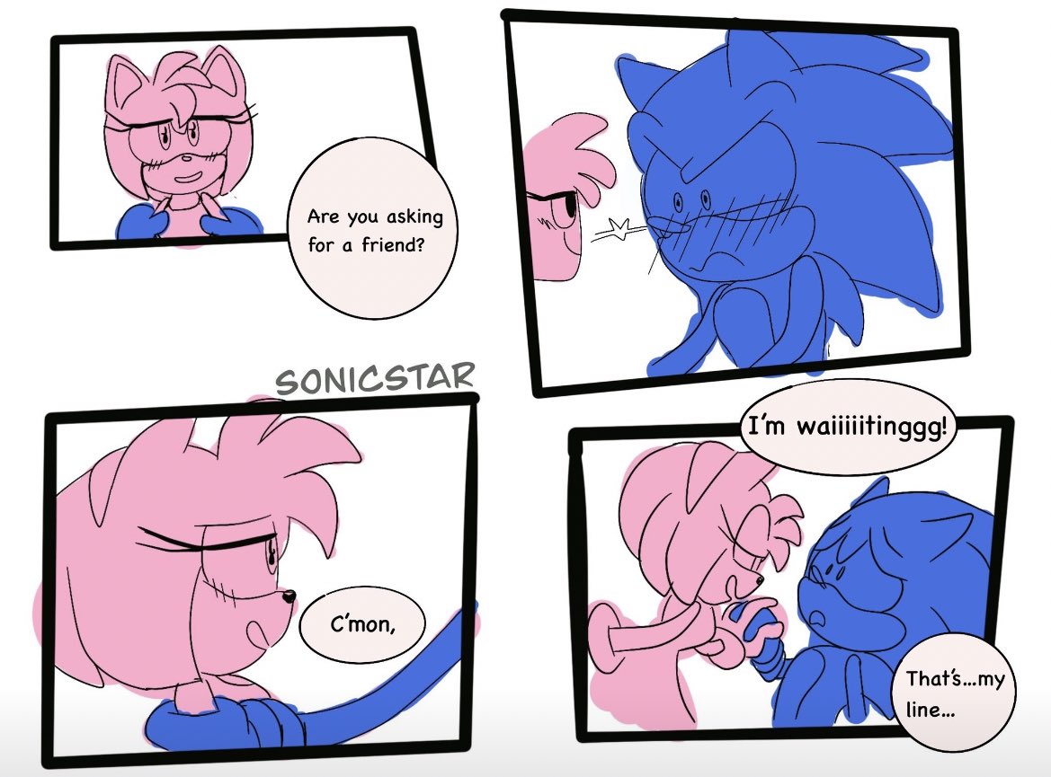 sonicstarrr's tweet photo. Reposting this comic from like… a year  or two ago. But I don’t feel like digging in my Twitter for it.  #sonicstarart #sonamy https://t.co/Wj467s6upO