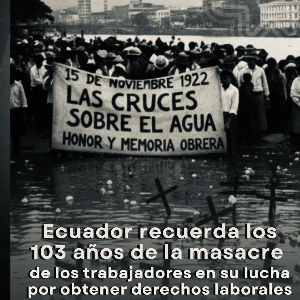 jfcaceres77's tweet photo. Las Cruces sobre el agua. Hace 103 años, otro representante de la oligarquía mandaba a sus fuerzas armadas a #masacrar al #pueblo organizado, los derechos que tenemos no son regalados, nos han costado vidas! #estavezdileno #ecuador🇪🇨 https://t.co/ZnYUZTqsRY