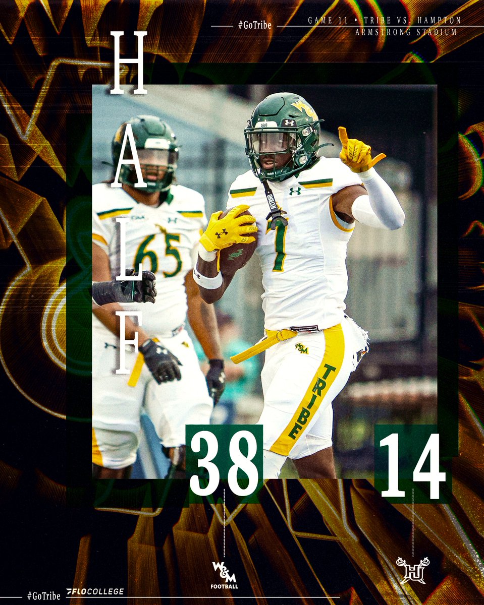 WMTribeFootball's tweet image. W&amp;amp;M 38, HU 14  |  Halftime

Monumental Sports Network
🖥️ @FloCollegeFB
📻 tideradio.com
📊 tribeathletics.com/livestats

#GoTribe