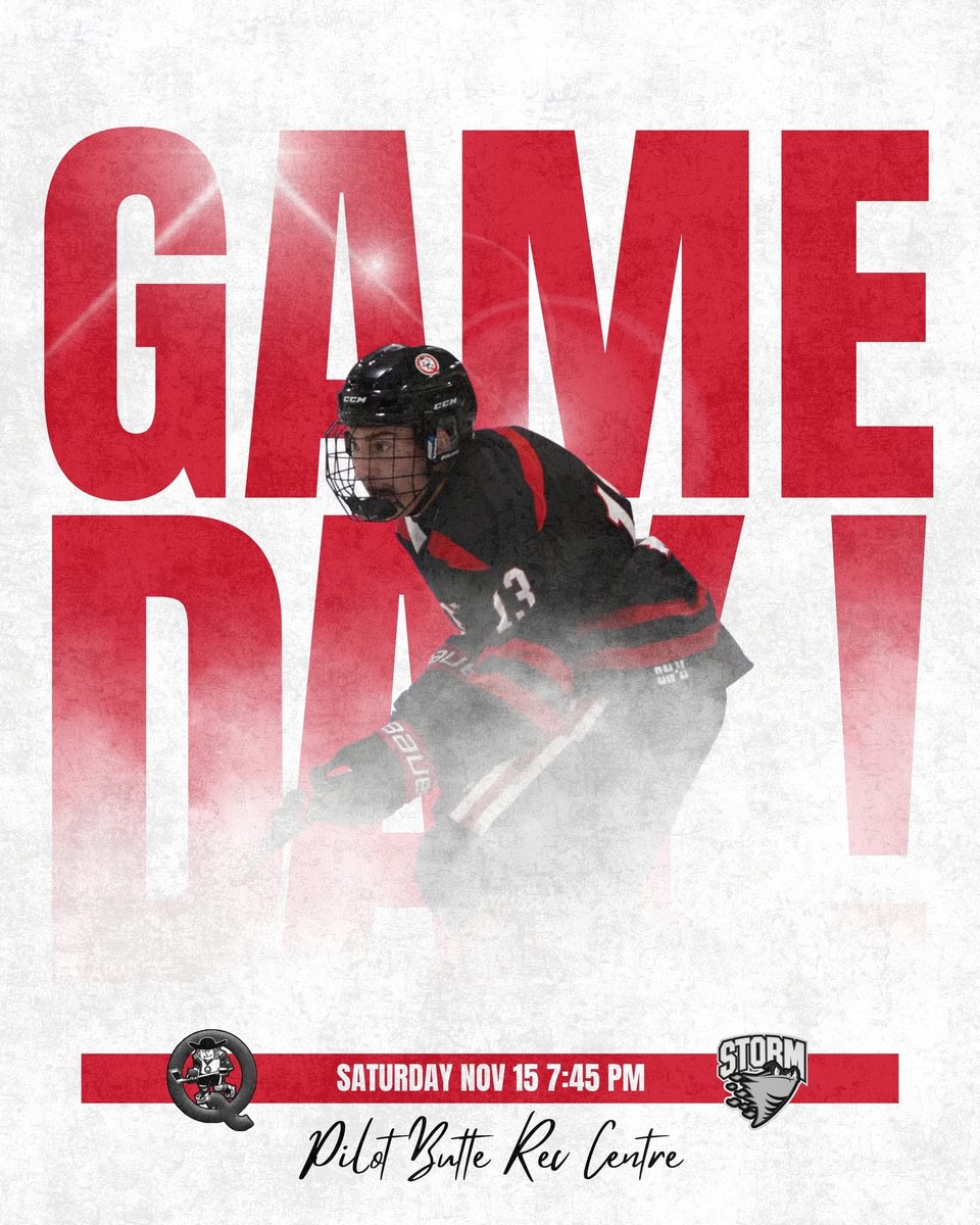 It’s GAME DAY! 

We're hitting the road to face the Pilot Butte Storm.

🕢 Puck Drop: 7:45 PM
📍 Pilot Butte Recreation Centre

#QuakersHockey | #GameDay