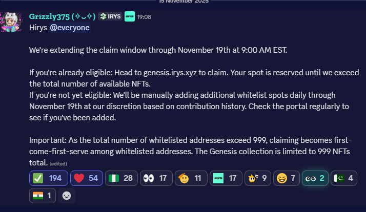 Dantashi_'s tweet photo. Genesis NFT Update!

The claim window has been extended and @irys_xyz contributors are being added daily so more people can mint.

If you’ve been contributing and weren't eligible before, make sure to check back and see if you can mint.

Iryna sees everything 👀 https://t.co/wgrKaZGxtD
