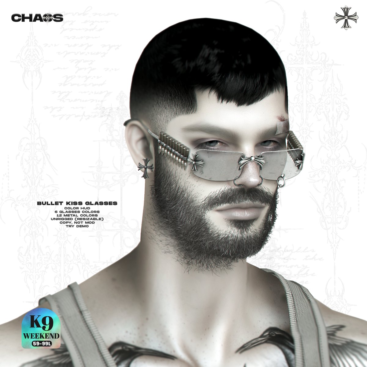 satan_CHAOS's tweet image. K9 sale weekend
♱ CHAOS. bullet kiss glasses ♱ 

Color HUD, unrigged, resizable, copy not mod.
Soon in pbr too.
♱ Try demo, please ♱
maps.secondlife.com/secondlife/Obs…