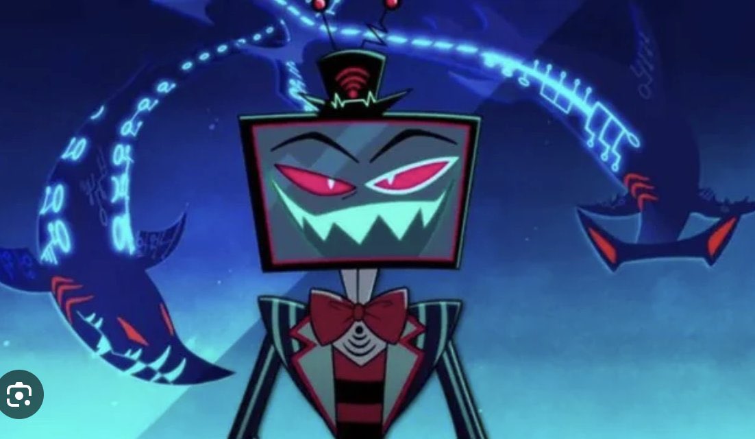 psychicalastor's tweet photo. NEW THEORY: this is crazy but hear me out. alastor and vox are not just coded by types of media (like tv and radio), they’re animal coded as well. as we know, alastor is a deer (earth animal) and vox is a shark (water animal). i just kept thinking about how- #hazbinhotelseason2 https://t.co/MhOPoELp3m